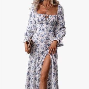 Floral Blue and White Maxi Dress ( S & M )